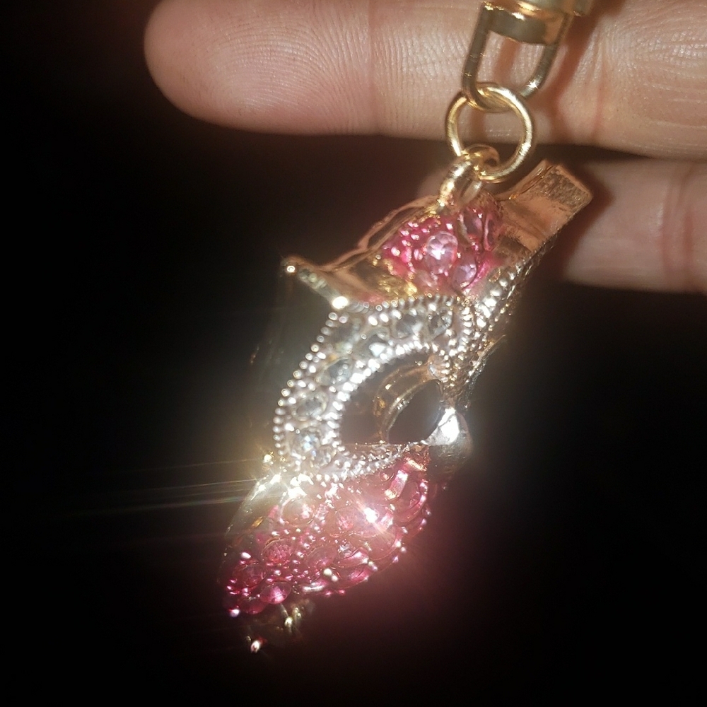 Pink and Gold Owl Keychain - Picture 4 of 5